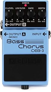 Compact chorus pedal especially designed for bass guitar Applies chorus sound to the high frequencies without altering low frequencies Effect Level, Low Filter, Rate and Depth knobs permit precise tonal shaping BOSS five-year warranty