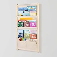 YEXEXINM 4-Tier Wall Mounted Kids Bookshelf, Wood Book Shelf Display Rack, Floating Book Shelf Children's Bookcase for Toys and Books, Montessori Bookshelf for Kids Rooms, Nursery, Classroom