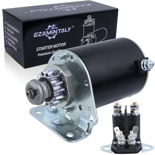 Ezamintaly Starter Motor & Solenoid Relay for Toro TimeCutter Riding Mower and Lawn Tractor 1999-2010 14 Tooth Steel Gear, 593934 693551 LG693551 BS693551 SE501848