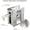 HOME MASTER HARDWARE Privacy Pocket Door Lock Hardware with Pull Replace Old Sliding Door Locks/Solid Brass Pocket Door Privacy Lock 2-3/4x2-1/2, for 1-3/8 Thickness Door, Brushed Nickel -1 Pack