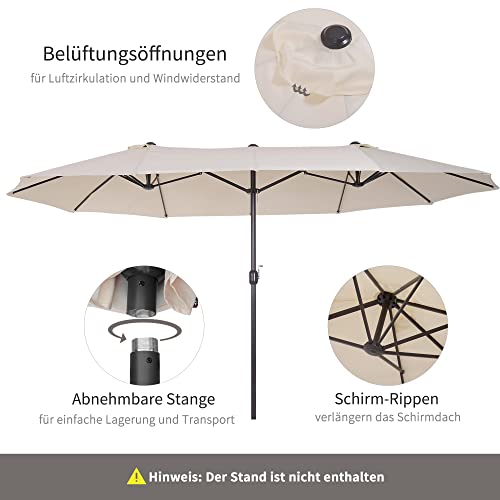Outsunny Sonnenschirm 4m Gartenschirm für Garten und Terrasse