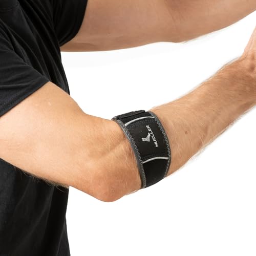 MUELLER Sports Medicine Hg80 Premium Tennis Elbow Support, Golfer's Elbow Pain Relief For Men and Women, Black, Large/X-Large