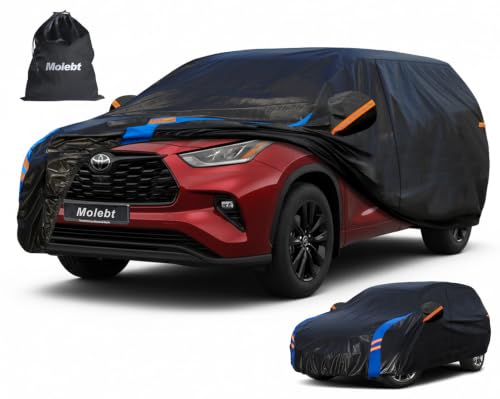 Image of Custom Fit Car Cover for Toyota Highlander (2007-2026), Upgraded Waterproof All Weather Outdoor Auto Cover with Driver Door Zipper & Mirror Pockets, UV /Snow /Dust Protection