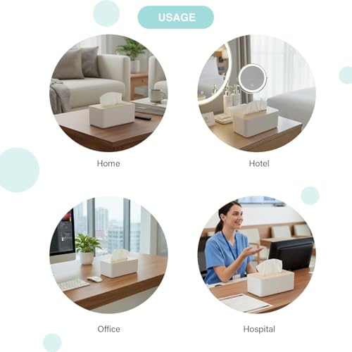 Image of Multipurpose Cable Management Box with Wooden Lid | Wire Organizer & Storage Box for Power Strips, Chargers & Cables | Desk & Home Organizer