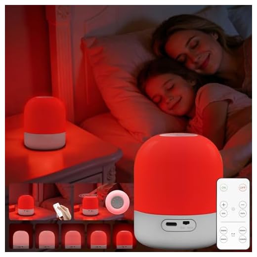 BoRccdit 670nm Red Light for Sleep, 100% Blue Light Blocked & 10%-100% Dimmable & 4 Timers & Remote + Touch, Rechargeable Long Lasting Red Night Light Sleep Lamp for Bedroom, Nursery, Reading
