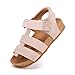 BMCiTYBM Toddler Boys Girls Sandals Open Toe Arch Support Slides Adjustable Straps Cork Footbed Slippers for Indoor Outdoor Pink Size 8 Toddler