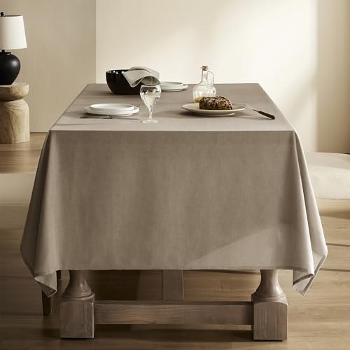6 FT Linen Tablecloths for Rectangle Tables Dining Table Cover Farmhouse Modern Neutral Fabric Table Cloths Earth Tone Fall Decoration Rectangular 60 by 102 Inch Khaki Tan Burlap Oblong Tablecloth by Placidy - Image 3