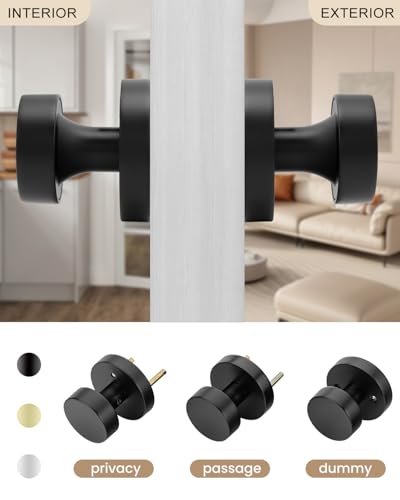 Image of Haidms Black Door Knobs Dummy- Single-Side Decorative Door Knob for Closet, Pantry & French Doors, Non-Turning Round Ball Design(2 Pack /4 Pieces)