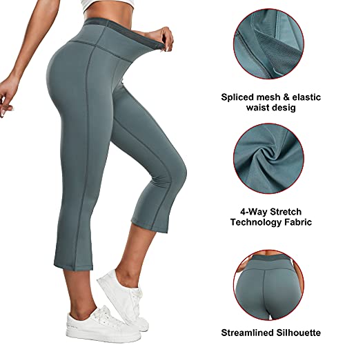 Haenpisy Capri Yoga Pants For Women High Waisted Tummy Control Workout Bootcut Capris For Casual Work(Xx-Large, Blue) #TOP2