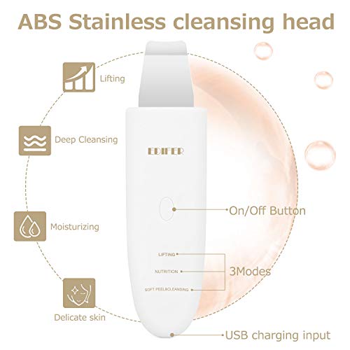 Skin Scrubber, Ultrasonic Pore Cleaner Blackhead Remover, Facial Scrubber Spatula, Comedones Extractor Rechargeable Face Lifting Tool with 3 modes for Facial Deep Cleansing - Thumbnail 2