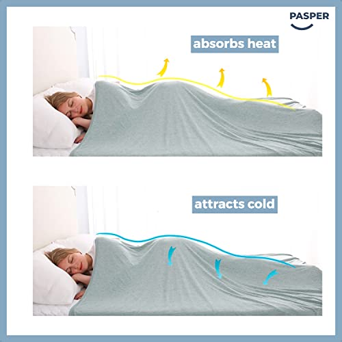 Pasper Cooling Blanket 130 x 170 cm Single Summer Blanket Self-Cooling Q-max > 0.43 Cuddly Grey Thin Blanket for All Ages - Image 3