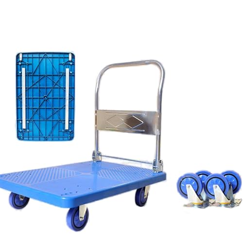 Chariot à plateforme pliable robuste avec 4 roues pour entrepôt mobile