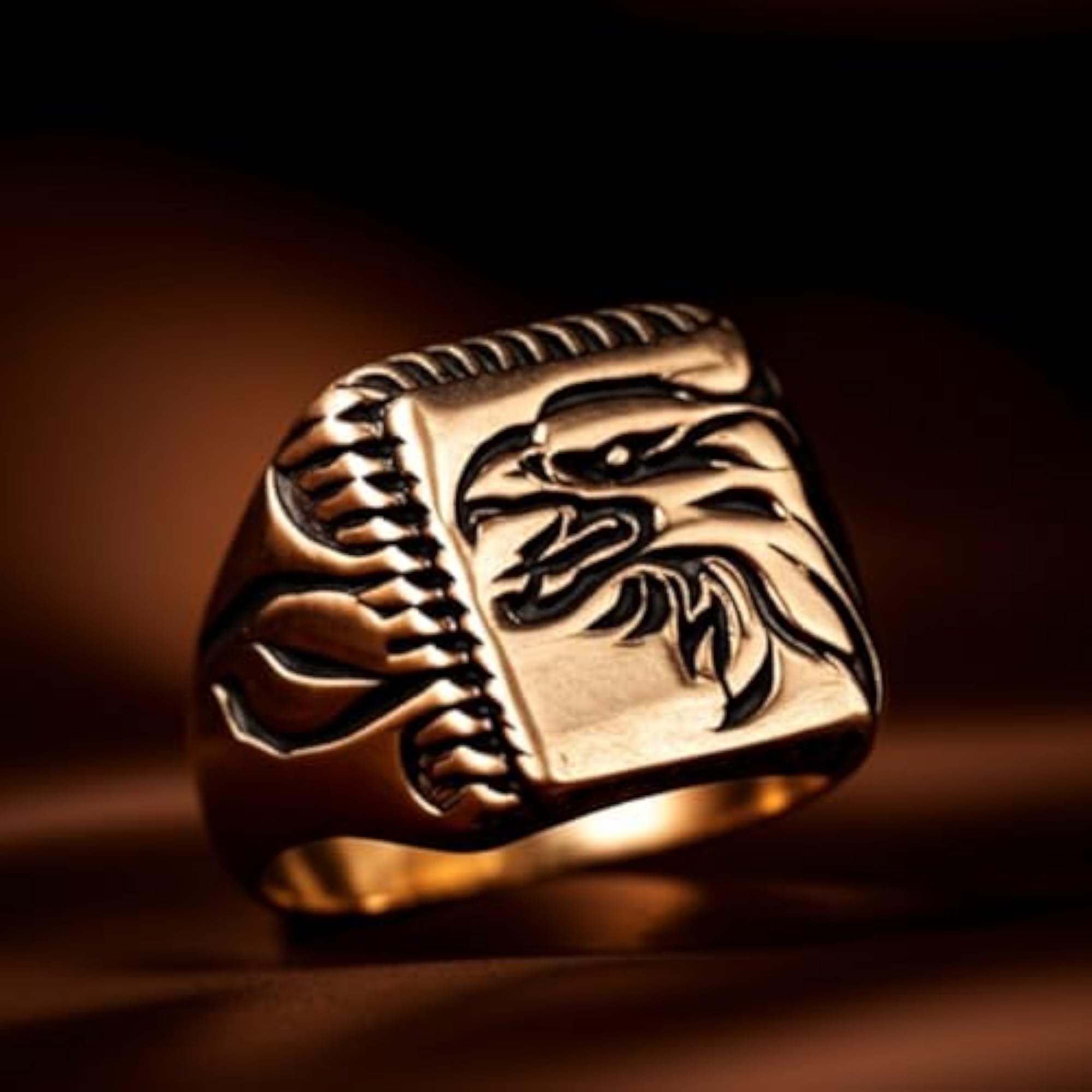 Royal Series Eagle Fire Ring, Pure Stainless Steel