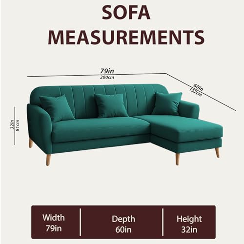 Image of Atticus RHS 4 Seater L Shape Sofa Set for Living Room (Pine Fabric) Premium Fabric Sofa Set