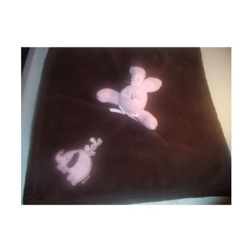 Baby Baby Blankets & Beyond Nunu Chocolate Brown & Pink Bunny Lovey Security Blanket New