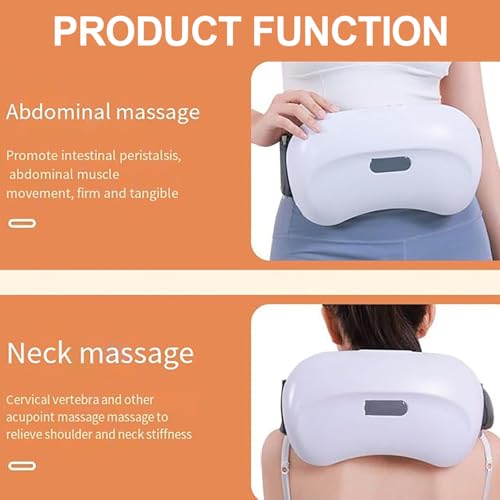 Masajeador abdominal eléctrico, instrumento de amasado para abdomen con doble disco grande, 12 imanes para masaje profundo, ajuste de 3 niveles, ajuste de temperatura de 3 velocidades, para abdomen y cintura miniatura 2
