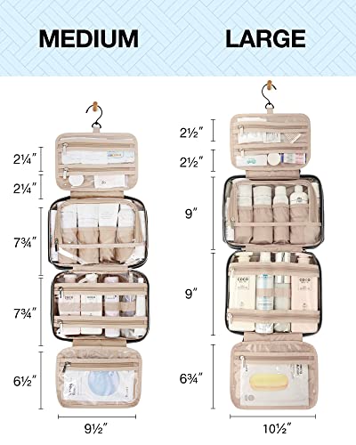 Bagsmart Toiletry Bag Hanging Travel Organizer With Tsa Approved Transparent Cosmetic Bag And Detachable Makeup Pouch For Full Sized Toiletries, Medium-Black #TOP4