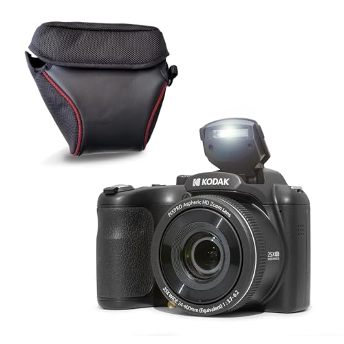 KODAK Pixpro AZ255 Bridgekamera, 16 MP, 25-facher optischer Zoom, Full HD 1080p, 24 mm Weitwinkel, Stabilisator, 7,6 cm LCD-Bildschirm, inklusive Tasche – ideal für Reisen – Schwarz KODAK Pixpro AZ255 Bridgekamera, 16 MP, 25-facher optischer Zoom, Full HD 1080p, 24 mm Weitwinkel, Stabilisator, 7,6 cm LCD-Bildschirm, inklusive Tasche – ideal für Reisen – Schwarz