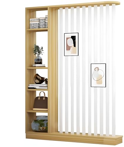 Image of MKH KRAFTS Hand Carved Wooden Room Divider & Partition Panel Decorative Room Separator Open Shelf Divider for Living Room Kitchen Office with Iron Rodes (80x60 Inch (9 Rodes))