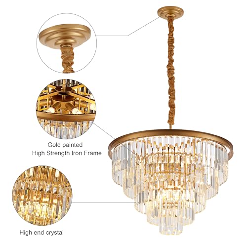 Faibra 23.23" 12 Light Gold Crystal Chandelier for Dining Room by Faibra - Used condition - Image 8