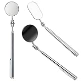 MmotZsb Inspektionsspiegel 3-teilig, Teleskopspiegel Ausziehbar Mit Licht, 360 Grad Spiegel Für Fahrzeuginspektion, Zahnarzt Und Schminkkünstler