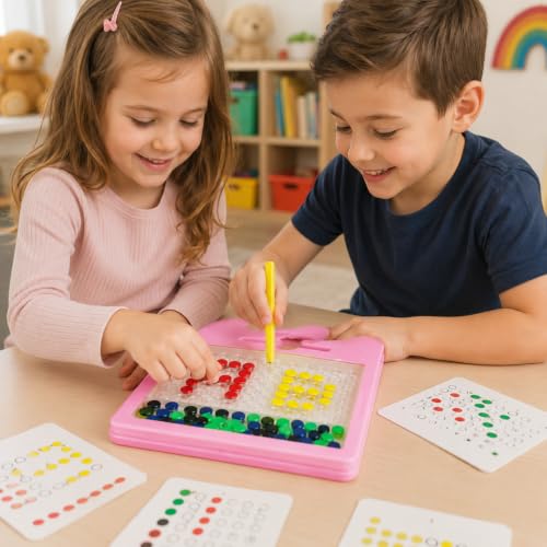 Image of Little B Magnetic Drawing Board for Kid Magnetic Dot Art Game for Toddlers Best Indoor Game for Kids Best Toy for Kids. (Pink)