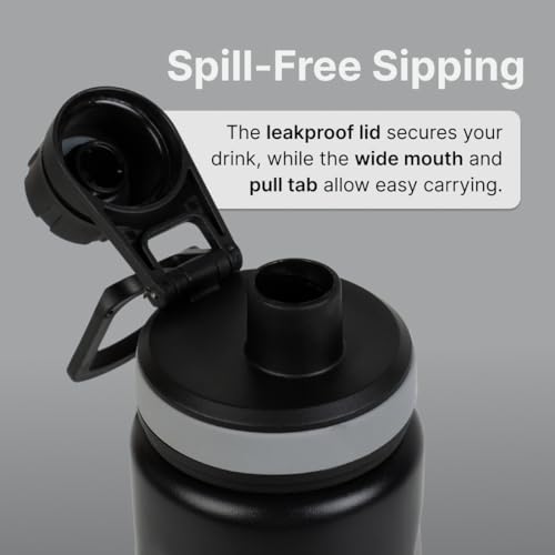 Image of CULT Stainless Steel Water Bottle 1 Litre with Diamond Sports Cap - Durable, Leakproof, Rust-Resistant, Easy to Clean, Lightweight & Portable - Stylish Black