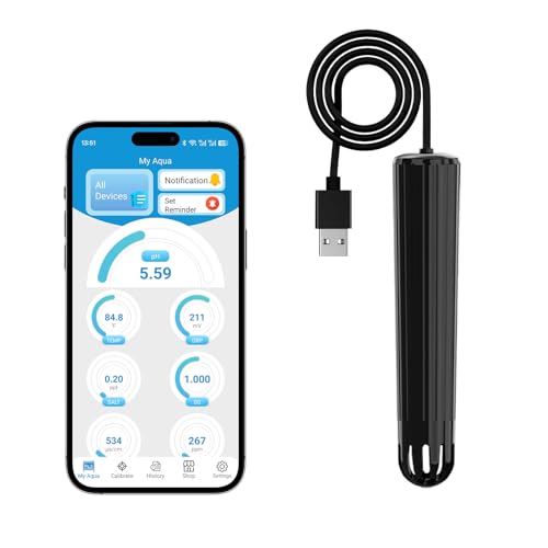 kactoily Smart WiFi Aquarium Monitor 7 Parameter Water Tester with App Control, Real-Time pH Temp...