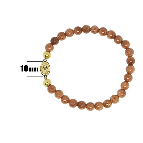 Catholic Town Bracelet with Stainless Steel Virgen de la Caridad del Cobre medal and 6mm Venturina beads (SSBCMVS-6)2