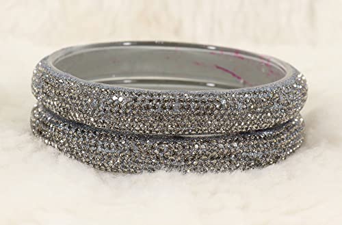 Image of NMII Glass with Zircon Gemstone and Glitter Kada Set For Women and Girls