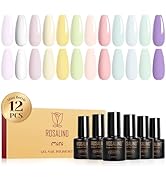 ROSALIND Macaron Gel Nail Polish Set, 12 Colors White Yellow Green Gel Polish Light Pink Candy Co...