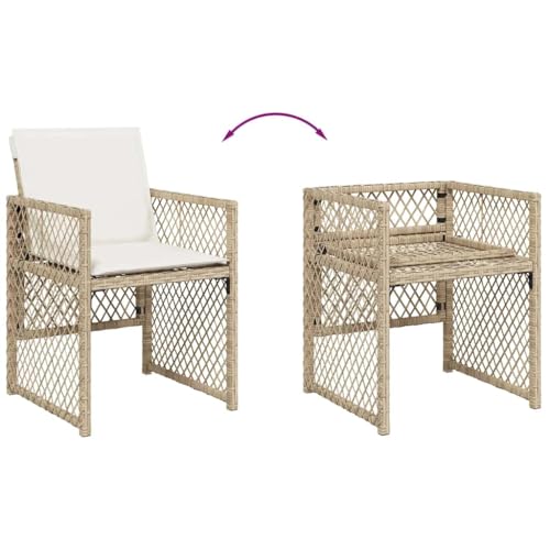 Ensemble de jardin polyrotin beige salon extérieur table et chaises de terrasse - 8