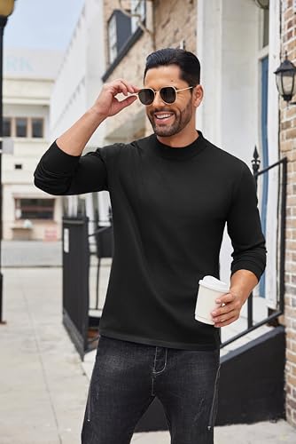 COOFANDY Men's Mock Turtleneck Long Sleeve T Shirts Basic Casual Knitted Half Neck Thermal Lightweight Pullover Sweater4