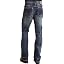 Dark Blue Wash With X Deco Embroidery on Back Pocket
