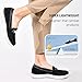 Buyrew Loafers for Women Comfort Slip On Walking Shoes Knit Dressy Comfortable Business Casual Work Flats Black 6