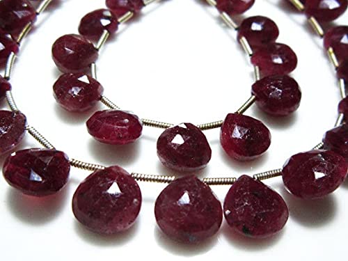 Rubis facetté en cœur de 9-10mm pour création de bijoux de luxe en fil de 17cm