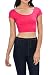 Womens Trendy Solid Color Basic Scooped Neck and Back Crop Top Hot Pink Large