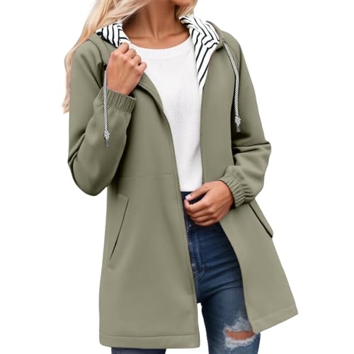 Genérico Chubasquero Mujer Impermeable Largo Chaqueta Ligera Parkas Cortaviento con Capucha Cremallera Softshelljakce Primavera Otoño Raincoat Abrigo para Exteriores