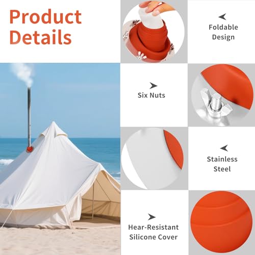 Stove Jack Kit for Canvas Bell Tent Fitting Pipe OD 1 3/4" to 3 1/4" - Image 4