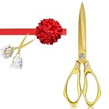 Grand Opening Ribbon Cutting Ceremony Kit - 10.83" Large Gold Ribbon Cutting Scissors, Red Ribbon, Flower Ball & White Gloves for Business Opening Decorations Inauguration Decorations