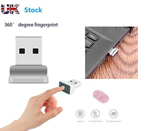 Preisvergleich Produktbild TopHGC USB-Fingerabdruck-Modul, Lesegerät, Computer-Entsperrer, silber, Sicherheitsschlüssel, biometrischer Scanner Sensor-Dongle-Modul