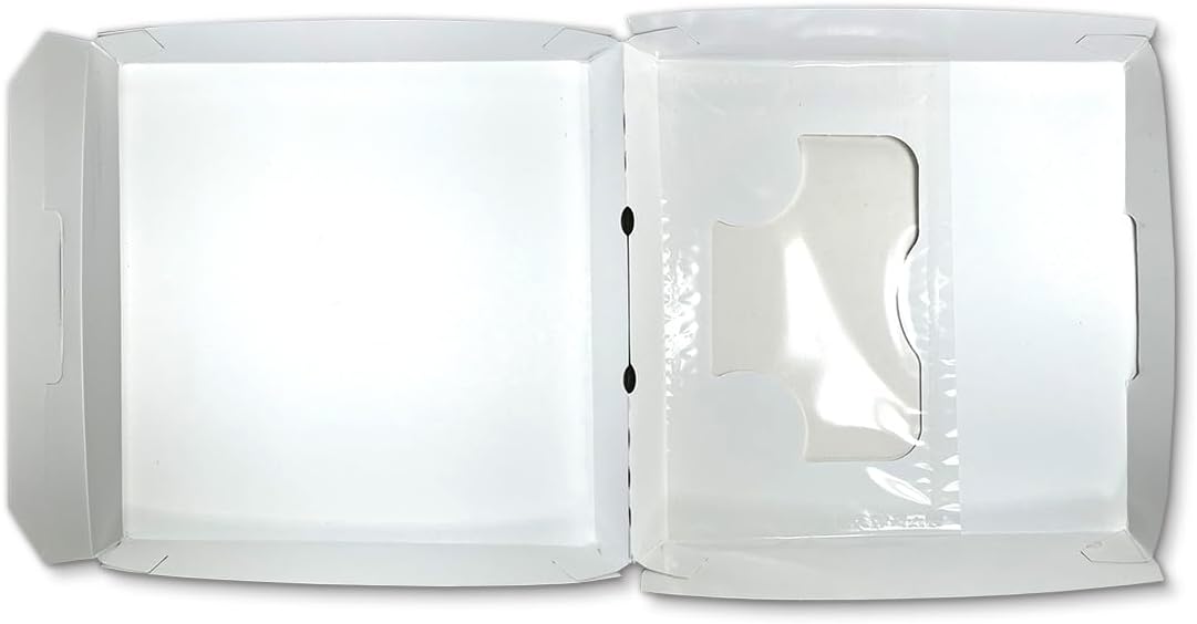 UPDATED Individual Pizza Box | Disposable Mini Pizza Box with Clear Window | Easy Clamshell, Thick & Sturdy | Grease-resistant, Microwave & Freezer-safe | 200/Case (6" L x 6" W x 1.75" H)