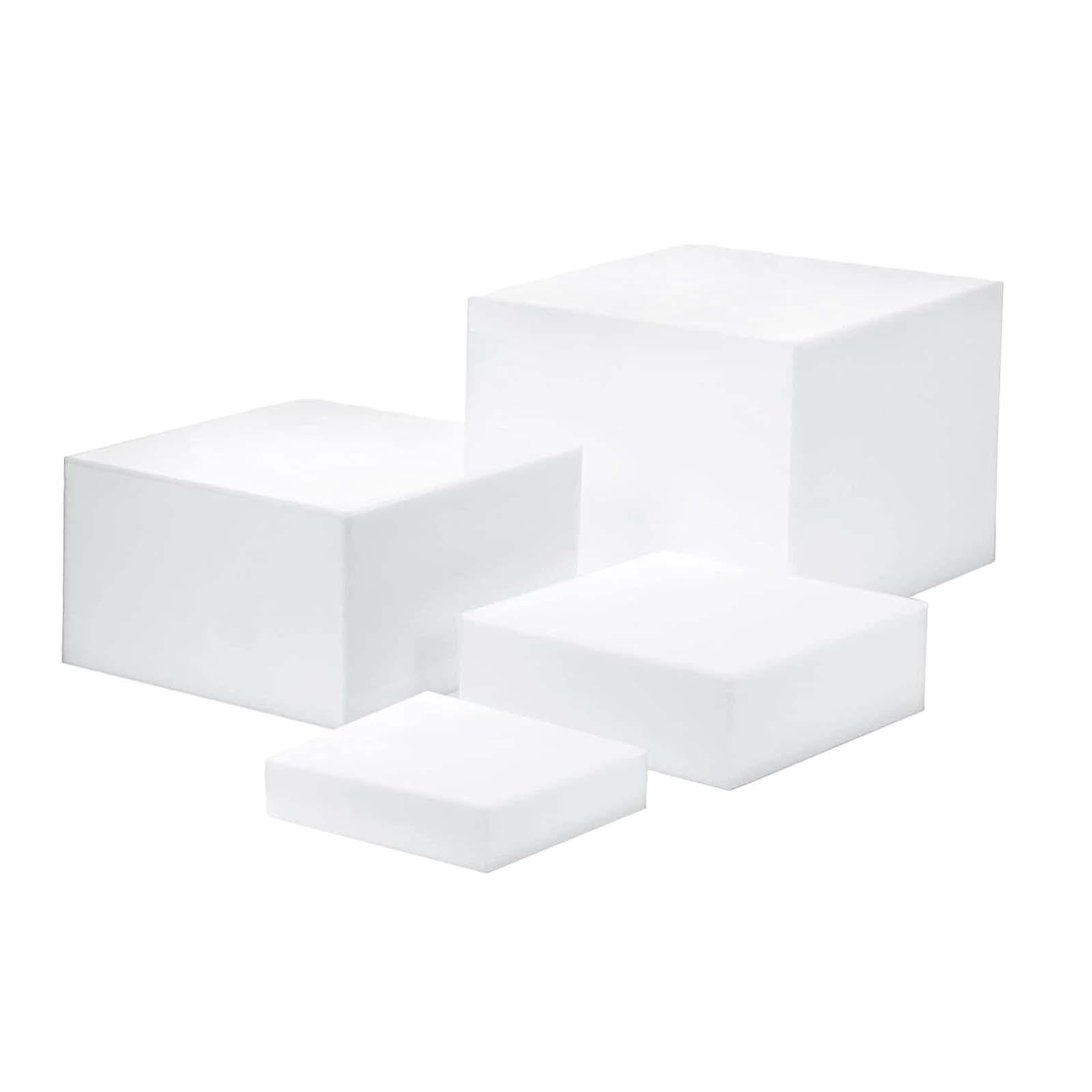 Colcolo White 4Pcs Buffet Riser Dessert Table Display Set, Acrylic Cube Dessert Display Stands, Display Stands Holder, Cube Polished Display Nesting Buffet Riser For Christmas Food, Catering (White 4Pcs)