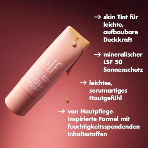 e.l.f. Halo Glow Skin Tint SPF 50, getönte Feuchtigkeitspflege mit leichter, aufbaubarer Deckkraft für einen natürlichen Glow… – Ansicht 3