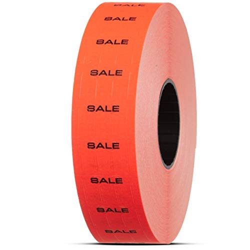 Labels for Monarch 1131 Labeler - Sale - Red - 20,000 Labels - Pack with 8 Rolls - Ink Roller Included - Made and Delivered by Labels for Us