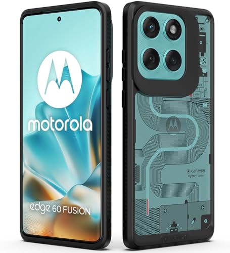 Image of KAPAVER Impulse Back Cover Case Compatible for Motorola Edge 60 Fusion (PC + TPU) (Cyber-i-Black)