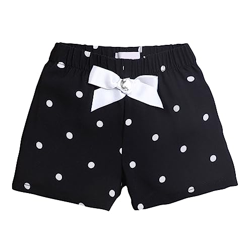 Image of Hopscotch Girls Cotton Blend Polka Dot Print Shorts in Black Color