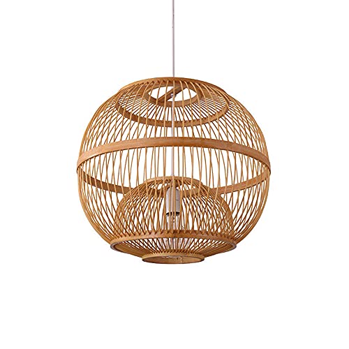 JISHUBO Bambuslaterne Pendelleuchte, Personalisierte Kreative Bambus...