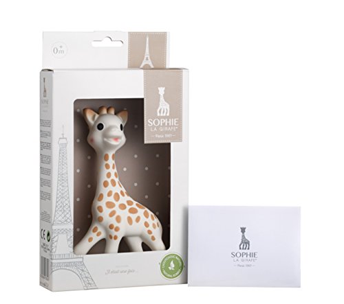 Sophie la Girafe Original Baby Teething Toy 100% Natural Rubber Phthalate-Free Easy to Grip Baby Teether Suitable for Newborn Babies Handcrafted Teething Toy Iconic Newborn Gift