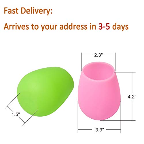 Silicone Wine Glasses Set of 6, Unbreakable Rainbow Wine Cups for Camping Accessories, Rubber Outdoor Drinking Cups for Picnic, Pool, Party, Beach, Dishwasher Safe - Thumbnail 5